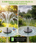 3.5W Solar Fountain Pump With Built In 1500mAh Battery, Bird Bath Fountain With 6 Nozzles in garden setting
