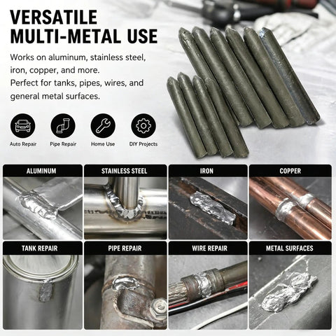 Low Temp Welding Rods Kit For DIY Fixes Flux Core Aluminum Brazing Rods That Melt Easy With A Lighter, 6 Pcs, multipurpose metal use.