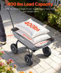 Side view of Heavy Duty Workhorse 400Lb Capacity Wheelbarrow Dump Cart With 8 Inch Flat Free Tires And Quick Release Dump System