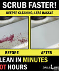 Before and after image of dirty and clean stove using Medium Drill Brush Attachments For Cleaning Tile Grout Dishes Pots Pans Air Fryers And Boat Hulls Cordless Power Spin Scrubber Drill Attachment Electric Dish Scrubber Spin Brushes That Work With Any Drill