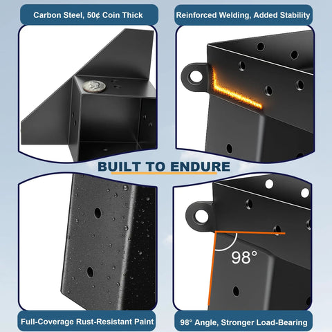 Heavy Duty 4x4 Deer Stand Brackets For Outdoor Hunting Platforms And Elevated Blinds Rugged Steel Mounts For Tree Houses Lookouts And Shooting Shacks Built Tough With Thick Steel And Strong Welds