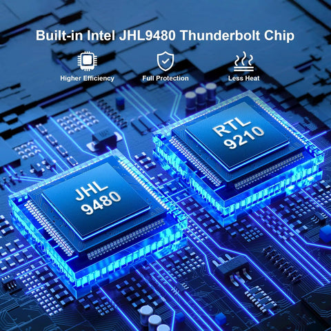 Premium 80Gbps M.2 Nvme Enclosure Featuring Active Cooling Fan And Thunderbolt 5 Usb4 V2.0 Support circuit board with Intel JHL9480 chip.