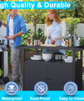 Weather Resistant Outdoor Grill Table With Storage And Mobility, Movable Bbq Grill Cart For Patio And Backyard in use