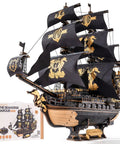Epic 3D Seahorse Barque Wooden Puzzle Kit For Adults And Teens, Realistic 1 To 100 Scale Ship Model Craft, Durable Wood Pieces, Long And Challenging Build, A Standout Gift For Sea Lovers And Puzzle Fans, black sail ship model with box