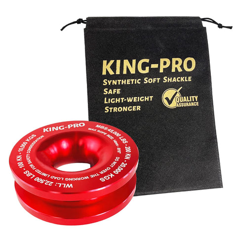 Red 45000 Lbs Snatch Recovery Ring, heavy-duty winch snatch block pulley with soft shackle pouch for ATV UTV SUV Truck.