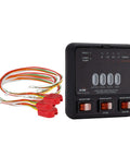 RV Tank Monitor Panel M23 Replacement For Fresh Water Gray And Black Tanks Panel Only 12V System Battery Voltage Readout With Back Or White Finish No Fuss Setup And Durable Design For Reliable Tank Level Readouts. Black RV tank monitor panel with wiring harness and red connectors