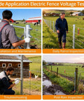 Electric Fence Voltage Tester 700V-8000V With 8 Neon Indicator Lights on farm fence post for inspection