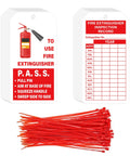 Fire Extinguisher Tags With Adjustable Wire Ties And Red 6 Inch Zip Ties Set Of 160 Monthly Inspection Record Tags
