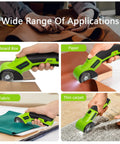 Cordless Electric Scissors With 2000mAh Rechargeable Battery And LED Light cutting cardboard, paper, fabric, and thin carpet.
