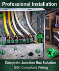 Bulk 100 Pcs Grounding Screws For Electrical Boxes 10-32 X 3/8 Inch Green Hex Head Slotted Washer Grounding Screws Set shown installed in junction box.