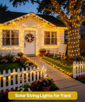 2 Pack Solar String Lights Outdoor Waterproof 400 LED 151 Ft Total Warm White 8 Modes Solar Powered Xmas Lights on house
