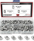Hammer Head T Slot Nut Kit For Aluminum Profiles, 180 Piece 2020 Series M3 M4 M5 Drop In Fasteners, Carbon Steel, open case view