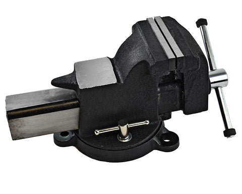 6 Inch Beefy Heavy Duty Steel Bench Vise With 360 Degree Swivel Base And Half To Two Inch Pipe Capacity Cast Steel Body Black Finish