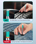 Three Pack Tire Tread Depth Gauge Set With Color Coded Readouts In Thirty Second Inch Increments For Quick Car And Semi Truck Tire Wear Checks No Fuss Easy To Read And Accurate Tread Depth Tool Includes Extra Valve Caps on black and blue tires