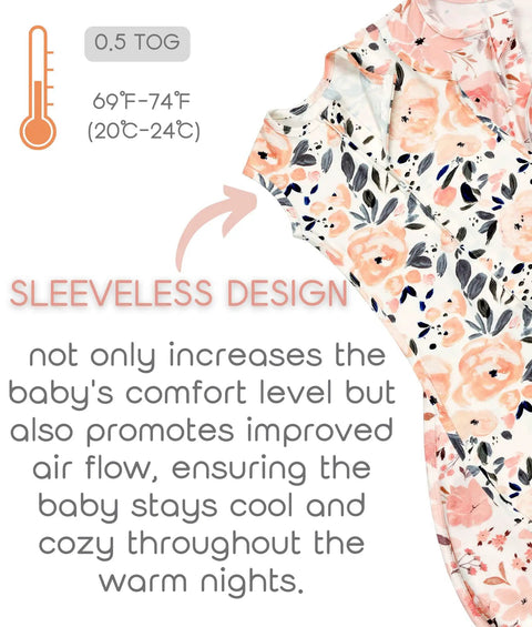 Cozy Baby Sleep Sack 0-12 Months Wearable Blanket 100 Percent Cotton 0.5 Tog Sleeveless Design Light Pink and Ink Pink 2 Pack