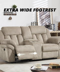 Manual Recliner Sofa Set For Living Room Two Seat Loveseat With Overstuffed Armrests Ultra Cozy For TV Time And Lazy Sundays Perfect For Bedroom Or Office Light Brown with extra wide footrest