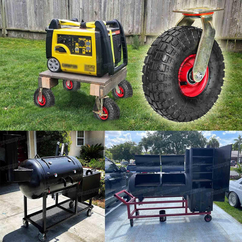 Heavy Duty Rubber Casters With Pneumatic Swivel Design on a generator cart, showcasing durability and shock absorption.