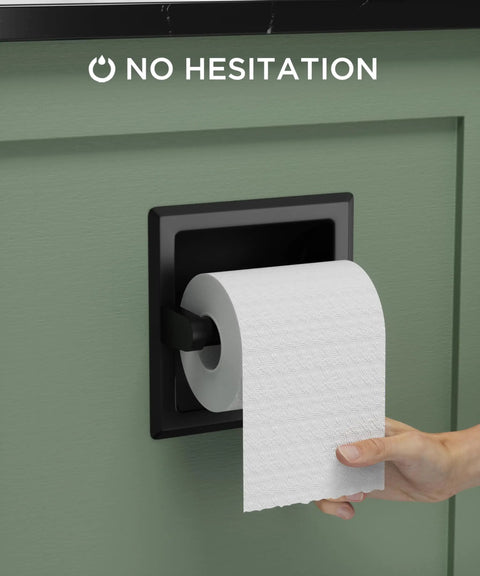 Recessed Matte Black Toilet Paper Holder Stainless Steel Durable Tissue Roll Dispenser Wall Mount With Mounting Bracket Space Saving