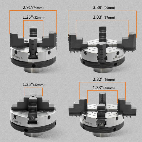 Dead Tight 3 Inch Mini Wood Lathe Chuck With Rock Solid Four Jaw Self Centering Grip And Reversible Steel Jaws For One Inch By Eight Tpi Spindle Shop Setup