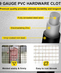 19 Gauge PVC Vinyl Coated Heavy Duty Black Hardware Cloth Roll features durable galvanized steel for enhanced protection.