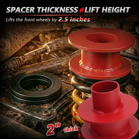 2.5 Inch Front Leveling Lift Kit For Ford F250 F350 Super Duty 4WD Front Suspension Strut Spacers with Shock Mount Extenders Red