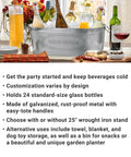 Personalized Galvanized Beverage Tub With Name And Initial For Parties, Custom Drink Cooler, 5.5 Gallons on a table with drinks