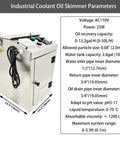Industrial Coolant Oil Skimmer with Oil Water Separator for CNC Machine Cutting Fluid Recycling at 13 Gph.