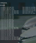 Compatibility list for GMC C2500, C3500, K2500, Yukon models with part #R25536 in background