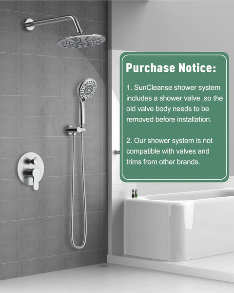 Ultimate Rain Shower System With 8.5 Inch Round Rain Head, Multi Function Handheld Spray, Chrome Finish, Pressure Balancing Valve