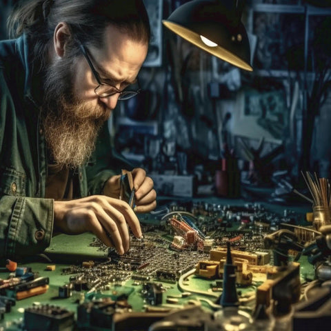 Person soldering electronics, using Aluminum Solder For Soldering Projects, Lead Free Core Solder With Flux For Stainless Steel