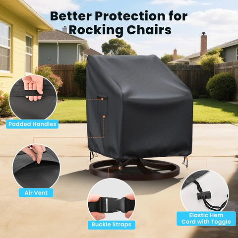 Heavy Duty Outdoor Swivel Lounge Chair Cover 2 Pack Waterproof Fits 30W x 34D x 38.5H Inches covers chair outdoors