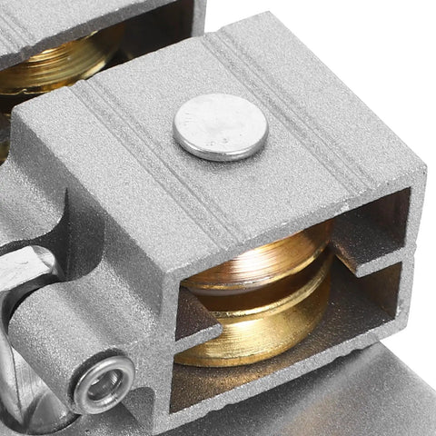 Adjustable Universal Aluminum Patio Sliding Door Track Rollers Hardware Kit Fits Homes Using Corner Adapter For Repair Easy DIY Home Improvement Saving Cash And Making Doors Move Like Butter No Fuss Or Complicated Steps To Finish Job Fast, close-up metal roller