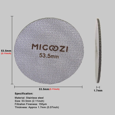 53.5mm Espresso Puck Screen Reusable 1.7mm Thick 100 Micron Stainless Steel Filter Mesh Plate For Espresso Portafilter