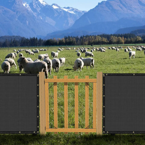 4 Ft By 10 Ft Black Weather Resistant Privacy Fence Screen And Gate Kit With Heavy Duty Anti Sag Corner Brackets For Outdoor Walls Gardens Yards Patios And More