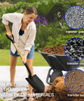 Person using 41 Inch Round Point Shovel For Digging And Heavy Duty Garden Work With D Handle And Wooden Grip in garden