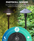 Photocell sensor for 60W Low Voltage Landscape Transformer With Dusk To Dawn Photocell For Outdoor Lighting Converts 120V AC To 12V AC Powers Yard And Garden Lights Spotlights Patio Pathway Lamps UL Listed Safe Easy Install Weatherproof.