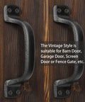 Black Cast Iron Barn Door Handles Rustic Heavy Duty Gate Pulls 7 Inch Sliding Door Hardware 2 Pack Grab Handles on wooden door