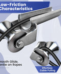 Beefy 4 Inch Stainless Steel Cable Puller Sheave For Heavy Duty Conduit Feeding, showcasing low-friction characteristics.