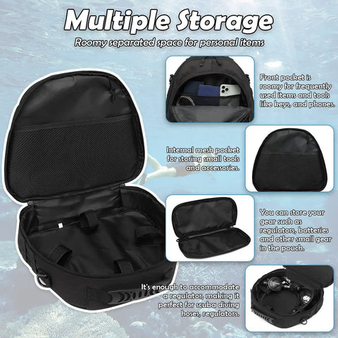 Scuba Regulator Bag With Adjustable Shoulder Strap Tactical Style Protective Storage For Regulator Octopus Gloves SMB