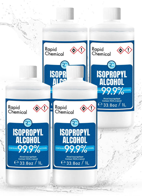 99 Percent Isopropyl Alcohol USP Grade IPA Cleaner And Sanitizer, 4 Pack Of 33.0 Fl Oz Bottles, About 1 Gallon Total, Fast Evaporation, Go To Multipurpose Disinfectant For Home, Lab, Electronics, Auto. Four 1L bottles