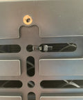 Back view of Mercedes-Benz Front Bumper License Plate Holder Kit Bolt-On Relocator Mount for flat bumpers detail.