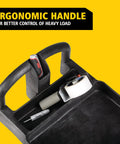 Top Tier Heavy Duty Two Shelf Utility Cart With Durable Structural Foam Lipped Trays And Smooth Glide Handles 500 Lb Capacity ergonomic handle for control of heavy loads