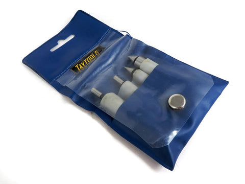Heavy Duty Edge And Center Finder Set, 5 Piece Precision Ground Tool Steel Tips in a blue storage pouch