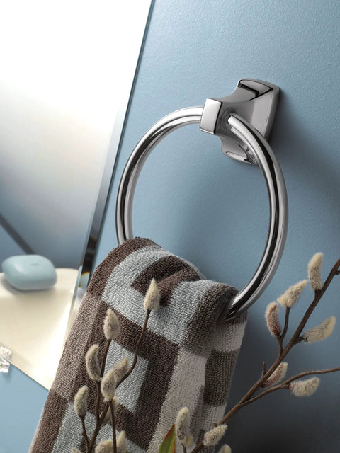 Donnor Collection Chrome Wall Mount Hand Towel Ring 6.25 Inch Diameter for Contemporary Bathrooms
