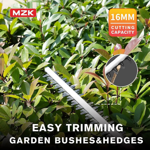 Cordless Pole Hedge Trimmer Attachment With 23 Inch Blade, 8 Foot Reach, trimming garden bushes with ease, lush foliage