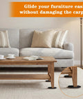 Heavy Duty Oval Furniture Sliders Complete Set Of 16 Smooth Glide Pads For Carpet And Hardwood Floors under coffee table legs on carpet.