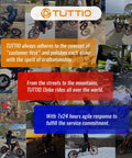 Collage of TUTTIO Electric Dirt Bikes for Teens and Adults with Fat Tires 2000W Motor 37 MPH for Off-Road Mountain Riding
