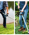 People using Universal Loop Handlebar Mounting Hardware Kit For Weed Trimmer And Lawn Care with STIHL FS Series trimmer
