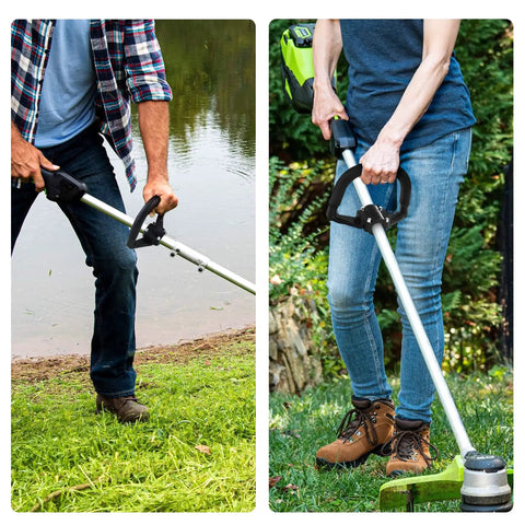 People using Universal Loop Handlebar Mounting Hardware Kit For Weed Trimmer And Lawn Care with STIHL FS Series trimmer