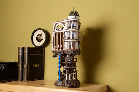 Gringotts Bank Marble Run 3D Wooden Puzzle For Adults Includes Continuous Marble Action Secret Vault System Mechanical Model Kit DIY Building Craft Brain Teaser Collectible Book Design Must Have displayed on a desk